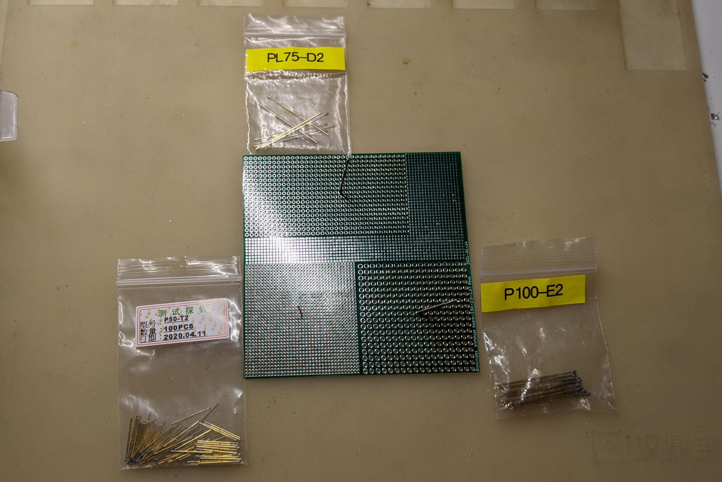 1.27-2.0-2.54 pogo pin perfboard