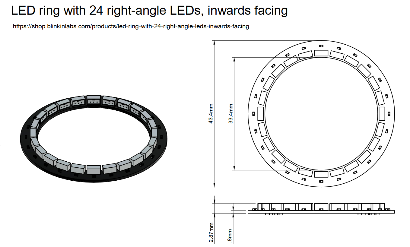 LED ring with 24 right-angle LEDs, inwards facing