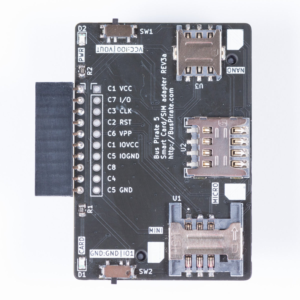 Bus Pirate 5 mini/micro/nano SIM and Smart IC card adapter