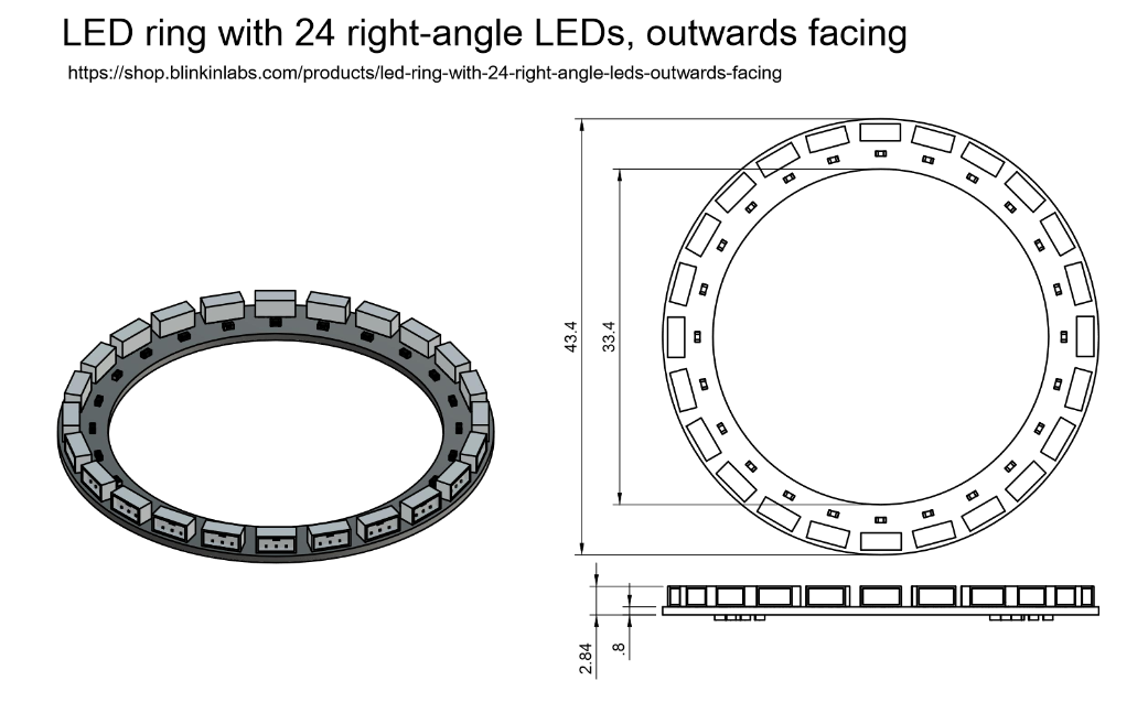 LED ring with 24 right-angle LEDs, outwards facing – Blinkinlabs🇳🇱